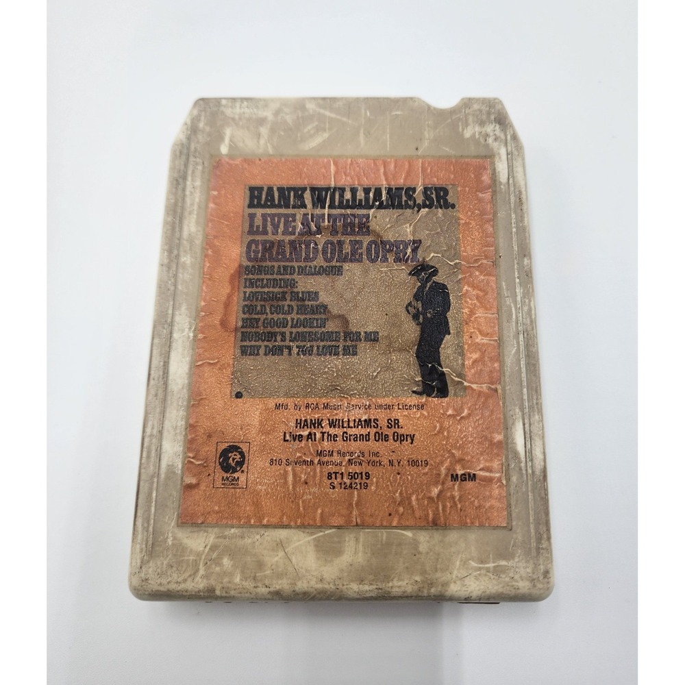 Hank Williams "Live At The Grand Ole Opry" 8-Track Tape MGM 1976